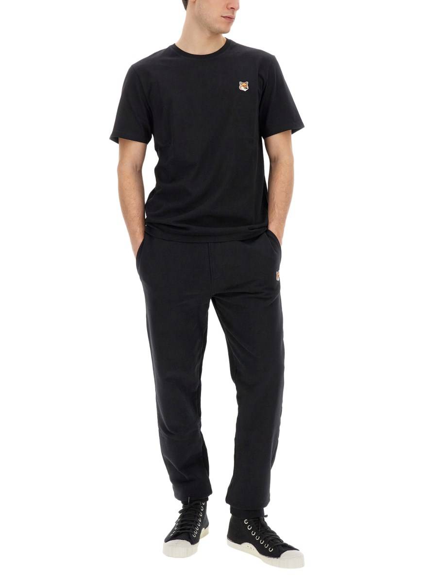 MAISON KITSUNÉ T-SHIRT IN JERSEY DI COTONE CON PATCH FOX