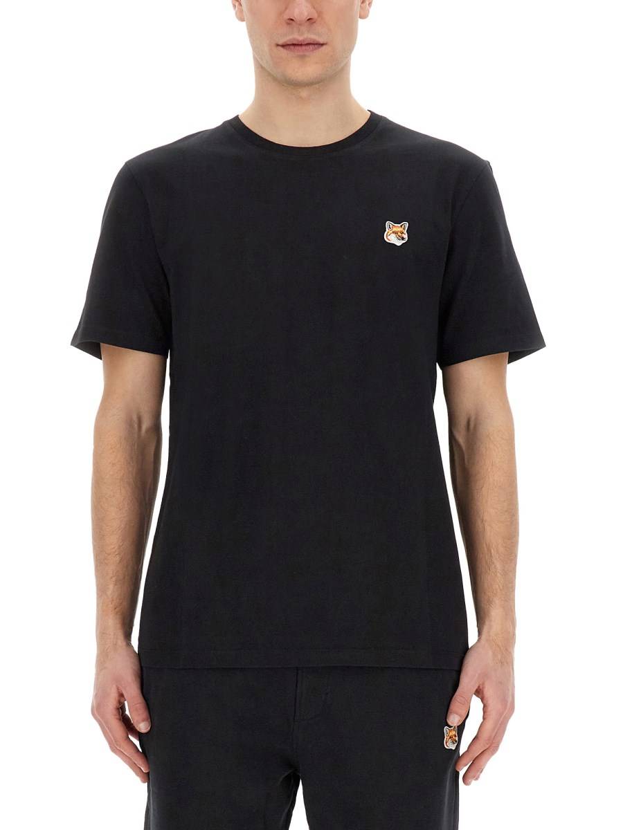MAISON KITSUNÉ T-SHIRT IN JERSEY DI COTONE CON PATCH FOX