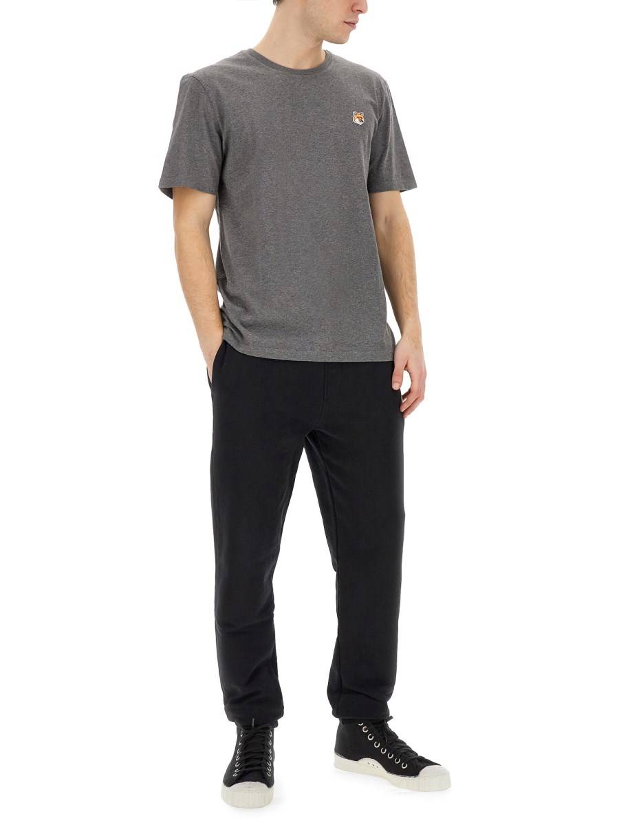 MAISON KITSUNÉ T-SHIRT IN JERSEY DI COTONE CON PATCH FOX
