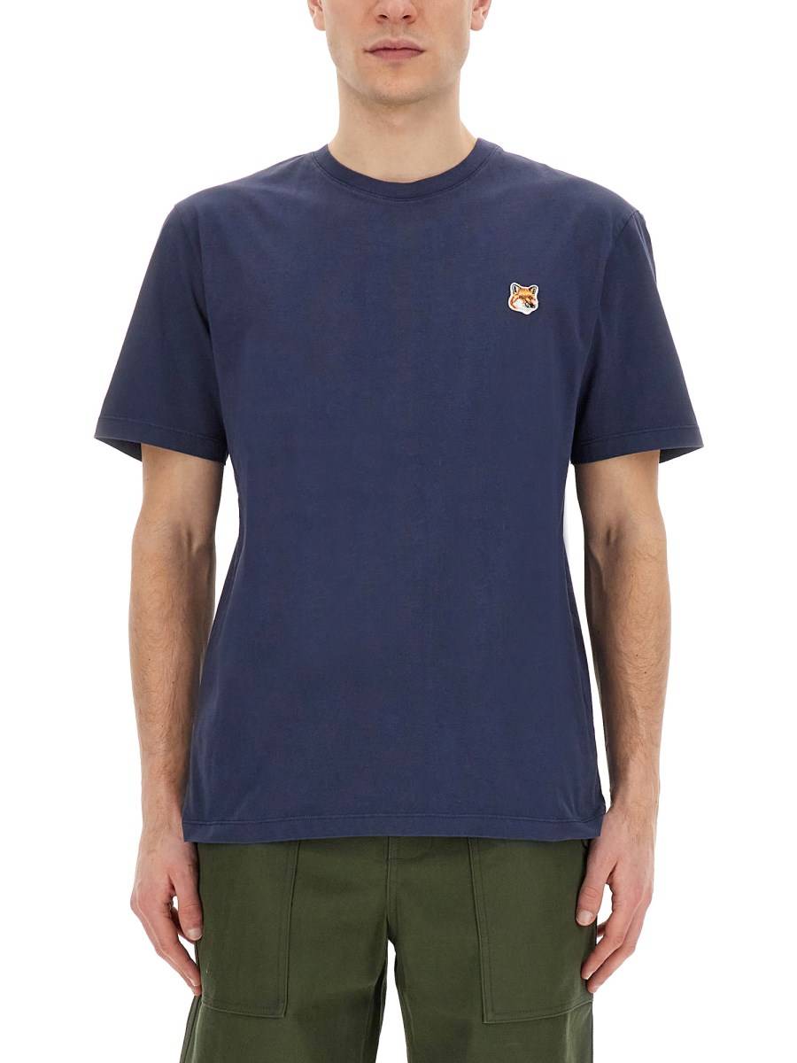 MAISON KITSUNÉ T-SHIRT IN JERSEY DI COTONE CON PATCH FOX