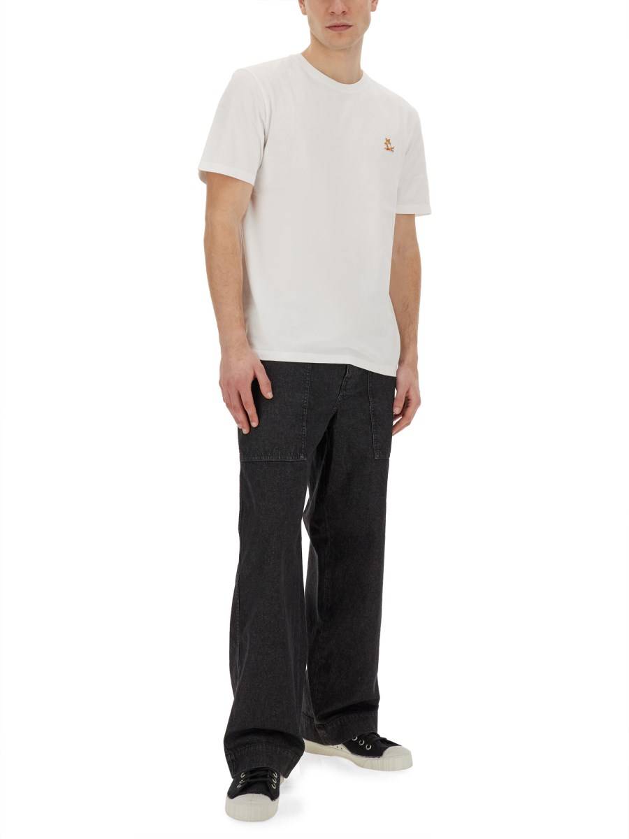 MAISON KITSUNÉ T-SHIRT IN JERSEY DI COTONE CON PATCH FOX