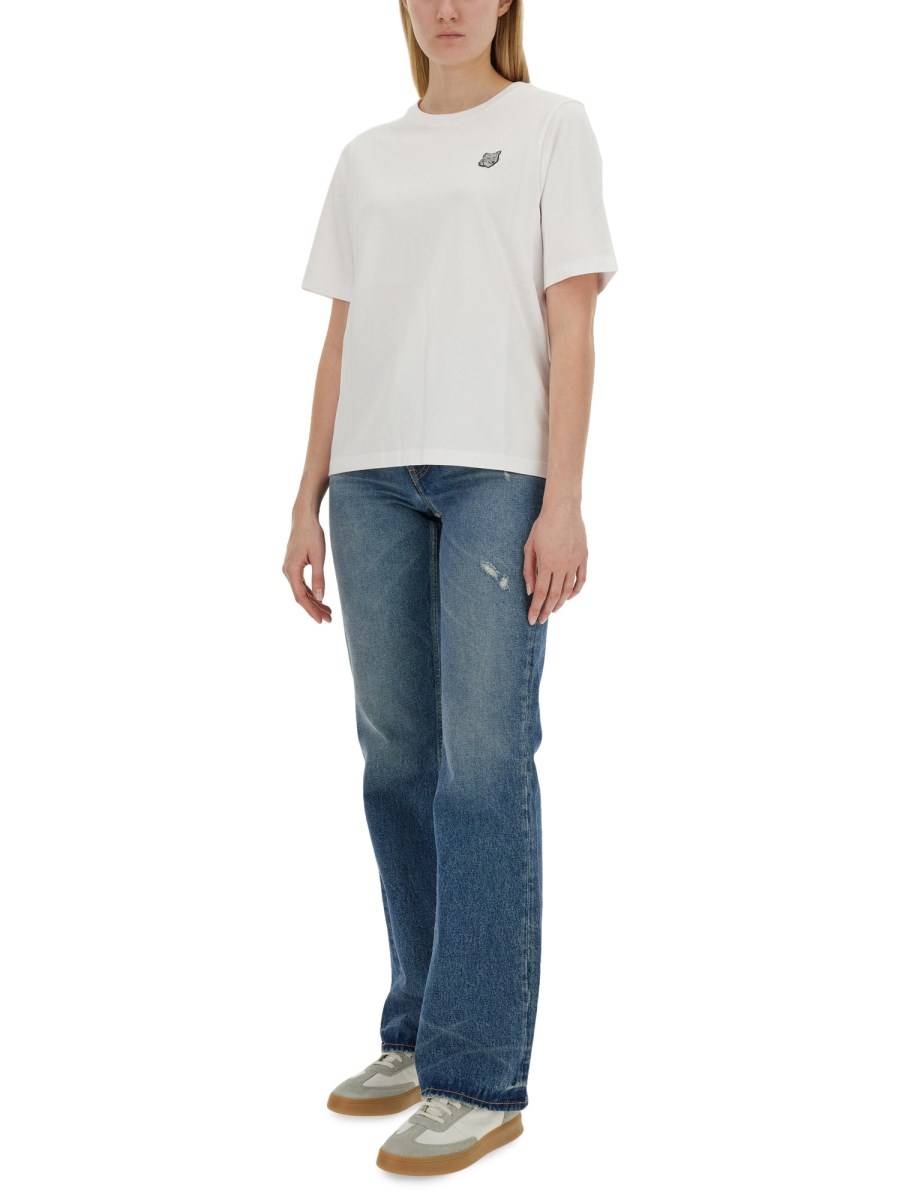 MAISON KITSUNÉ T-SHIRT IN JERSEY DI COTONE CON PATCH FOX