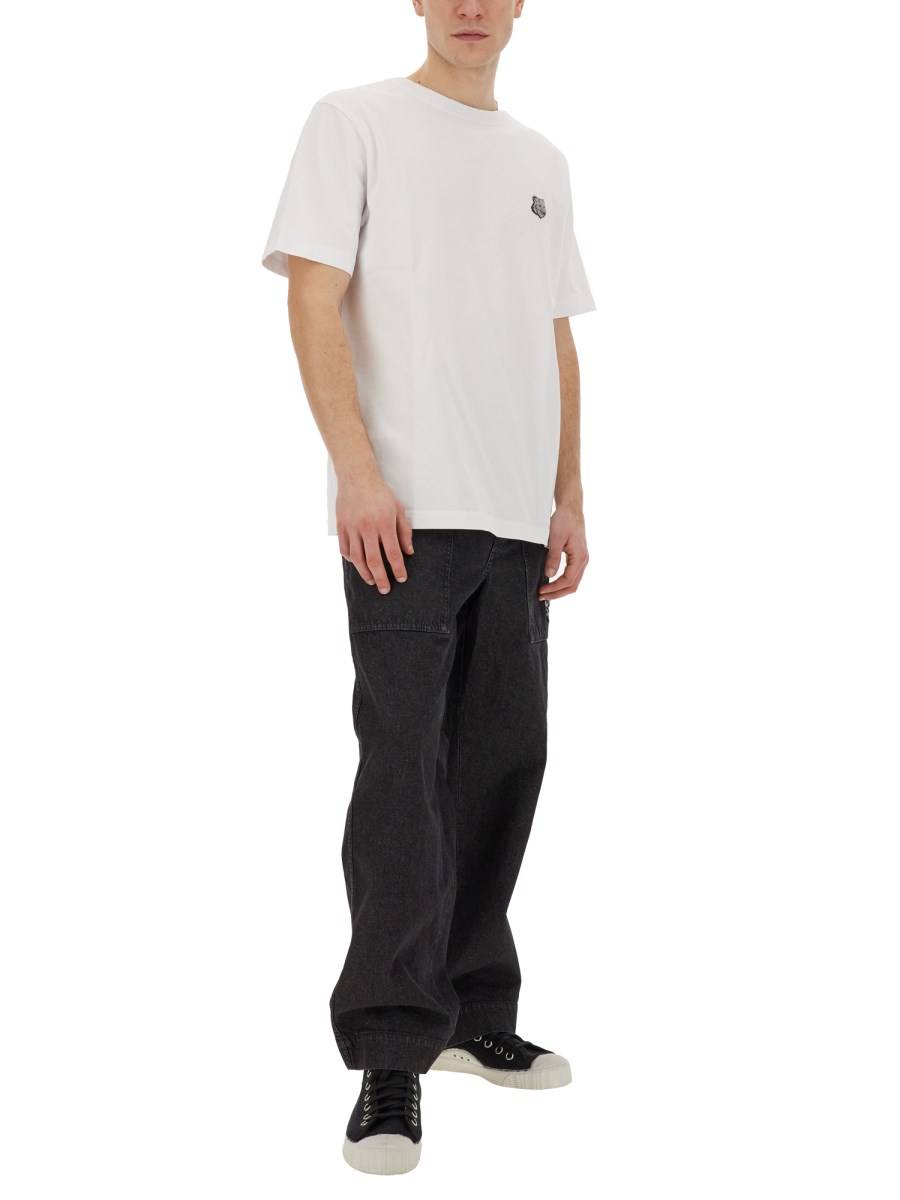 MAISON KITSUNÉ T-SHIRT IN JERSEY DI COTONE CON PATCH FOX