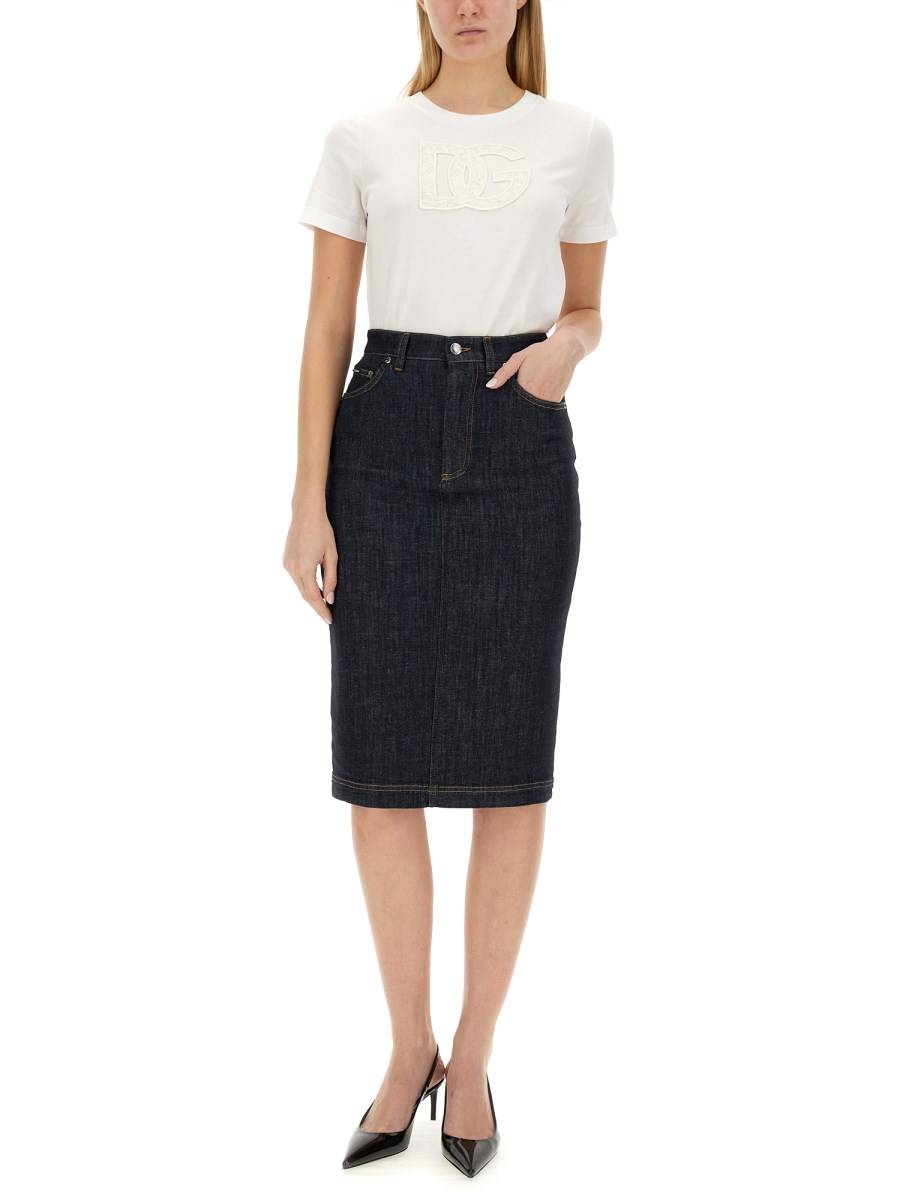 DOLCE & GABBANA T-SHIRT IN JERSEY DI COTONE CON PATCH LOGO