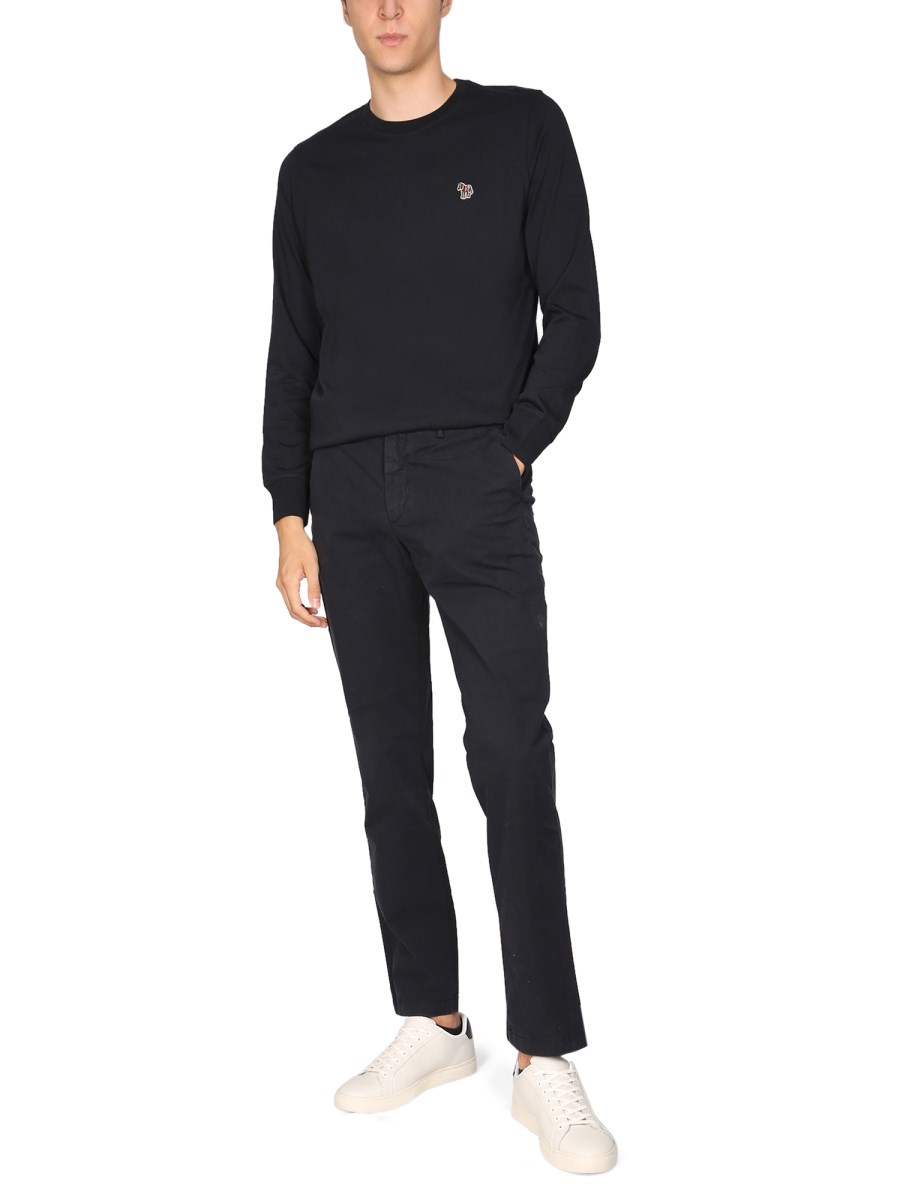 PS BY PAUL SMITH T-SHIRT IN JERSEY DI COTONE CON PATCH ZEBRA