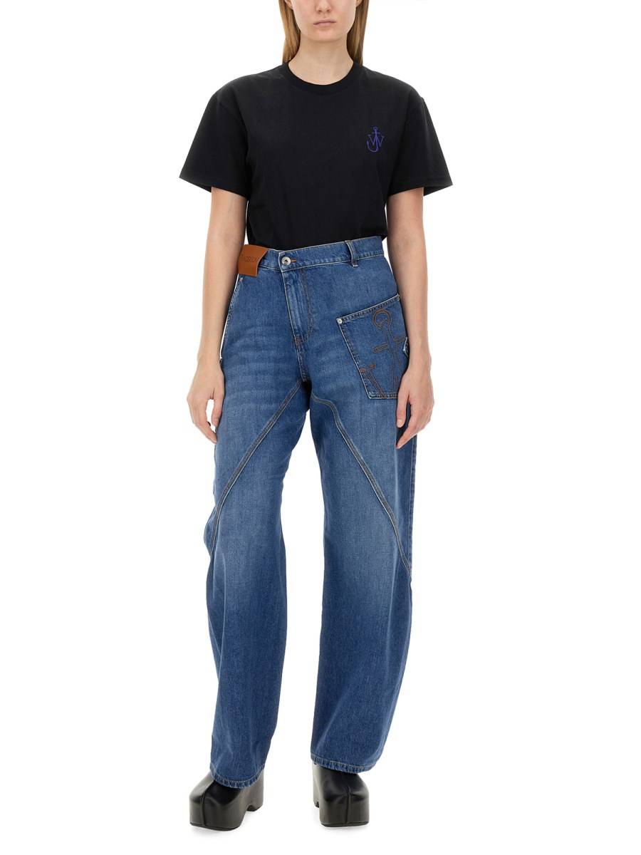 JW ANDERSON T-SHIRT IN JERSEY DI COTONE CON RICAMO LOGO