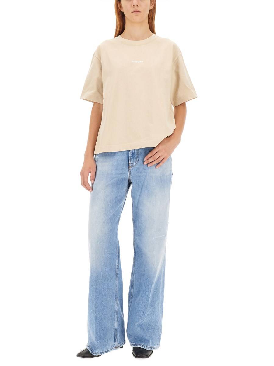 ACNE STUDIOS T-SHIRT IN JERSEY DI COTONE CON RICAMO LOGO