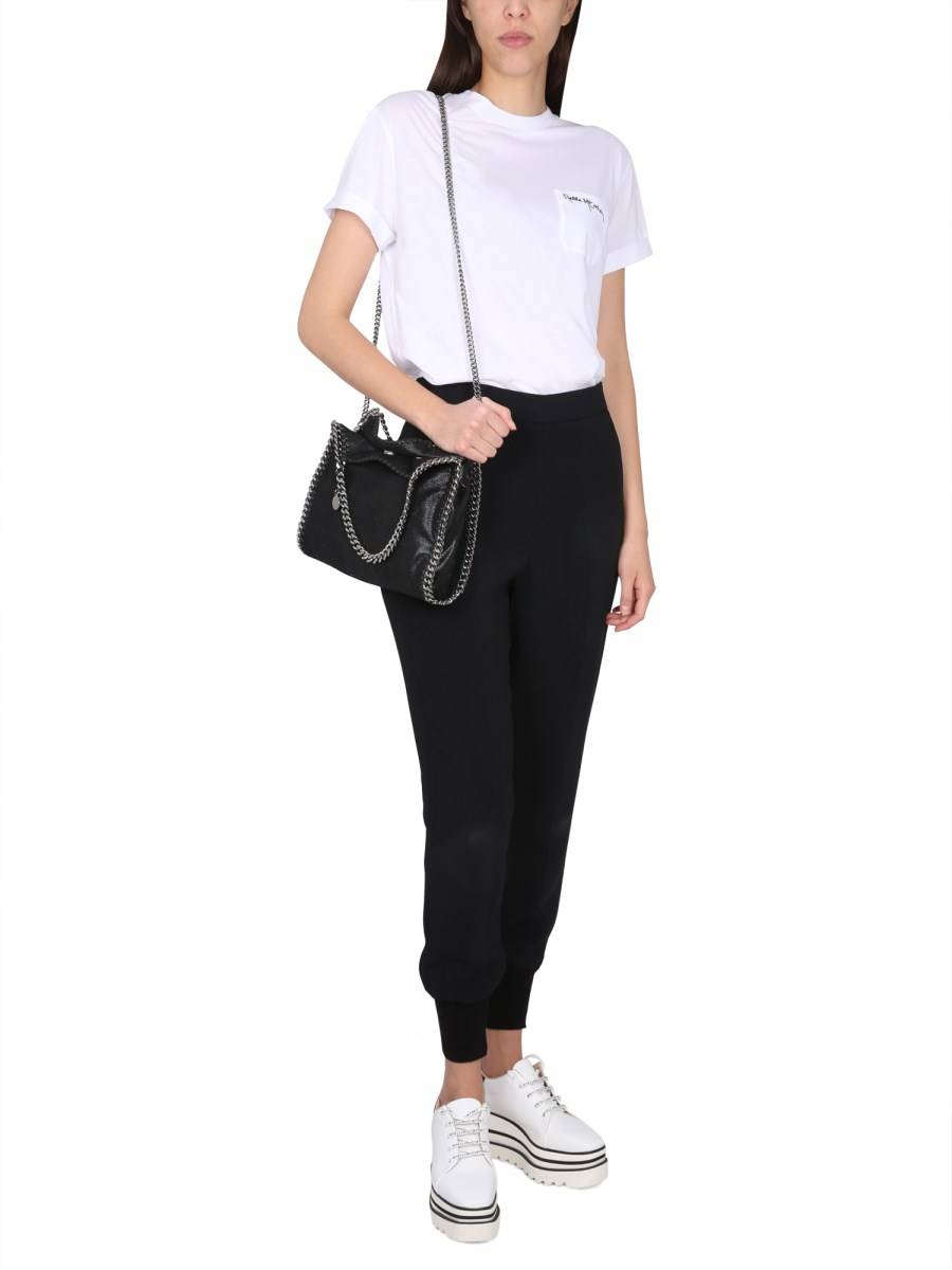 STELLA McCARTNEY T-SHIRT IN JERSEY DI COTONE CON RICAMO LOGO