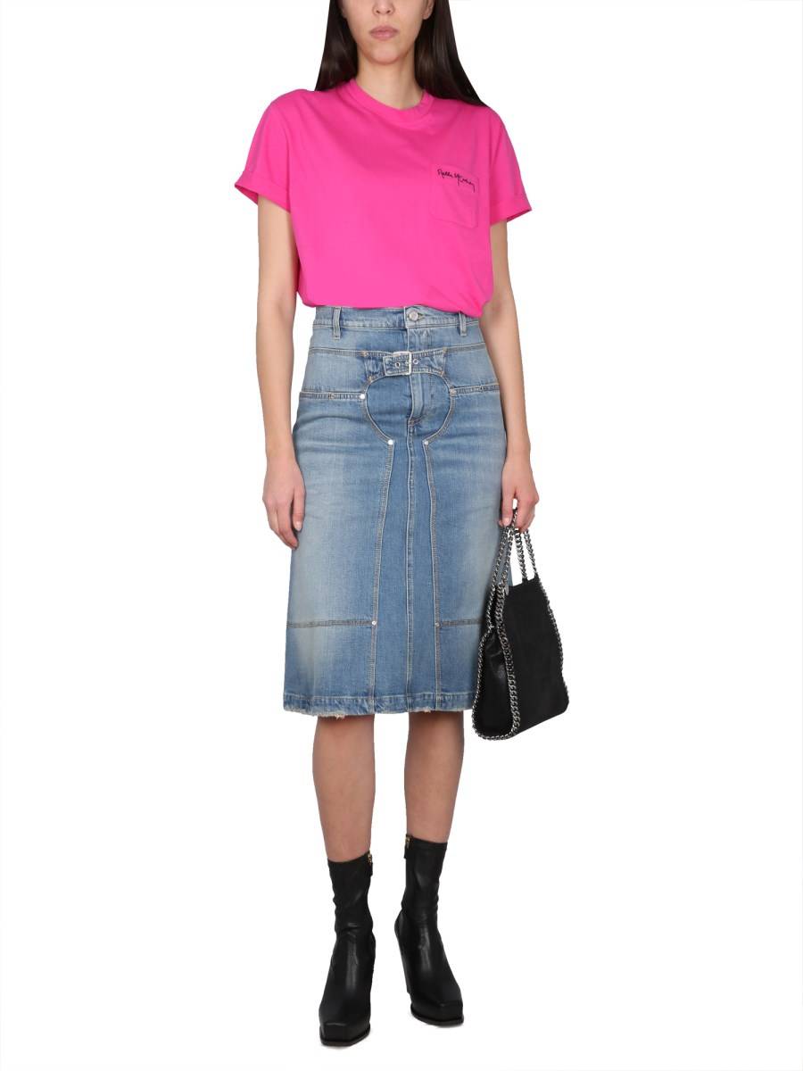 STELLA McCARTNEY T-SHIRT IN JERSEY DI COTONE CON RICAMO LOGO