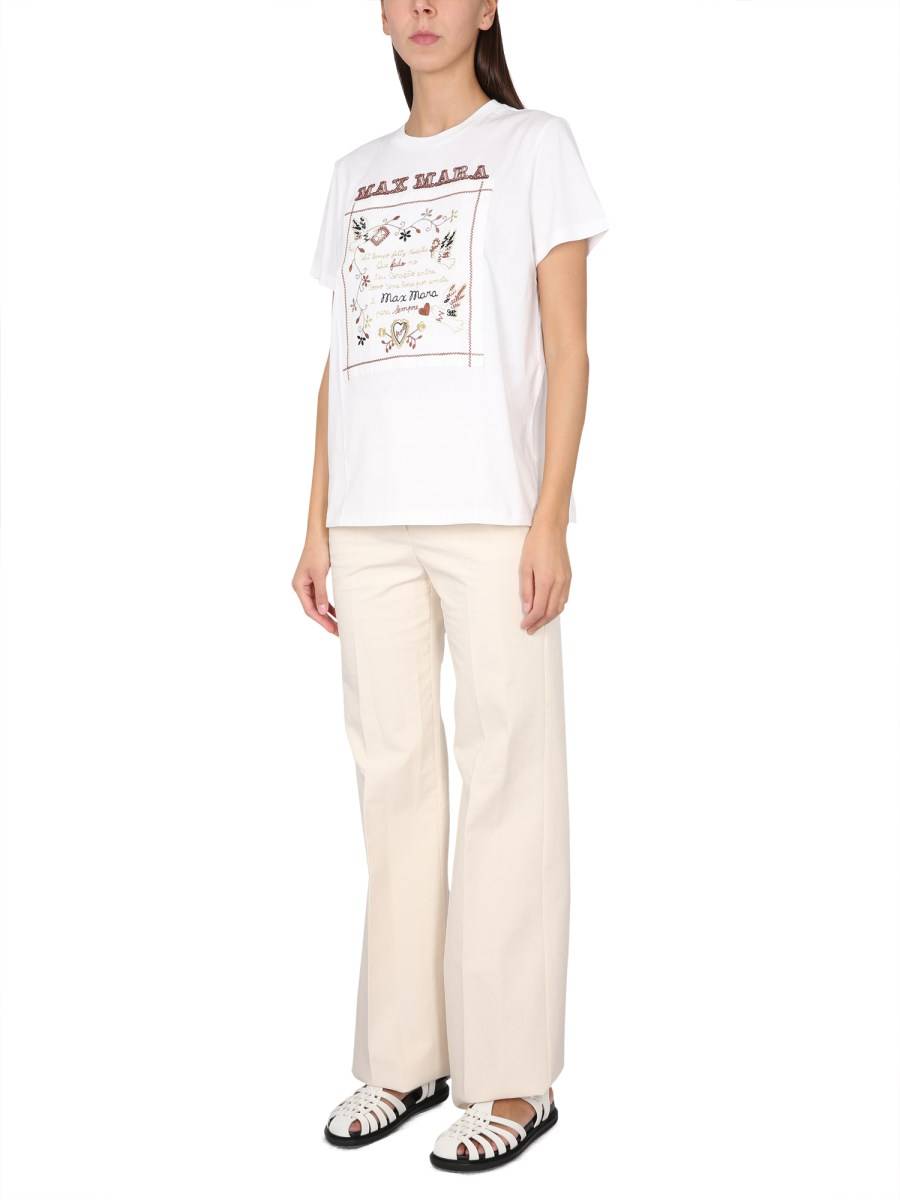 MAX MARA T-SHIRT IN JERSEY DI COTONE CON RICAMO LOGO