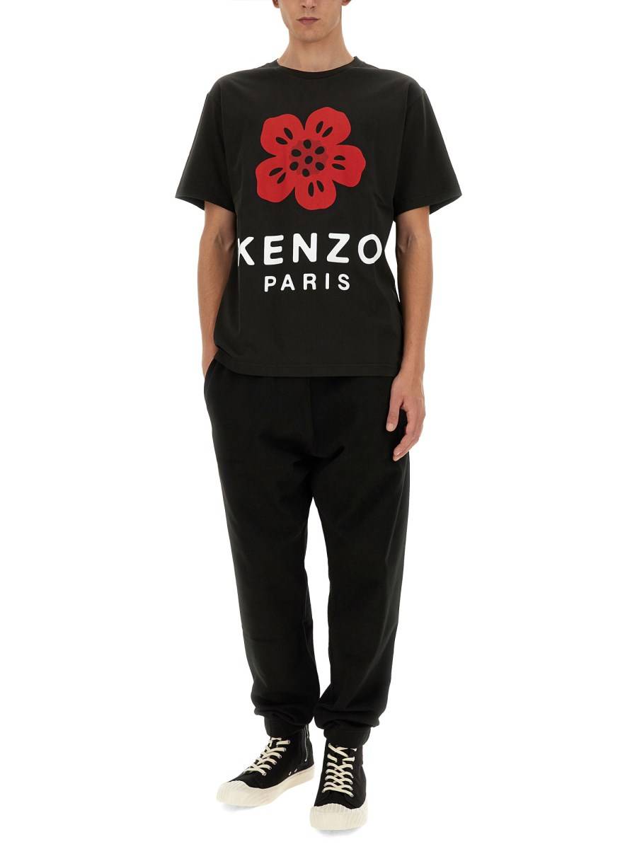 KENZO T-SHIRT IN JERSEY DI COTONE CON STAMPA BOKE FLOWER