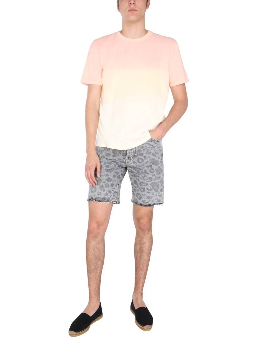 SAINT LAURENT T-SHIRT IN JERSEY DI COTONE CON STAMPA DEGRADEE