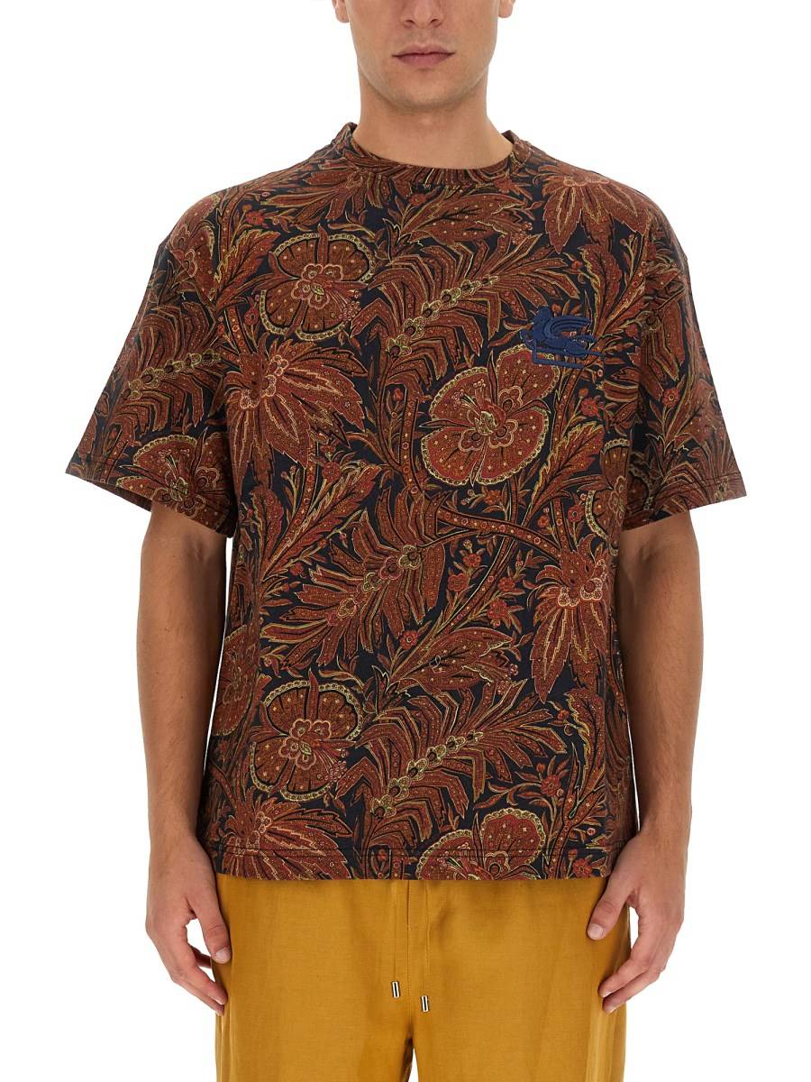 ETRO T-SHIRT IN JERSEY DI COTONE CON STAMPA FLOREALE