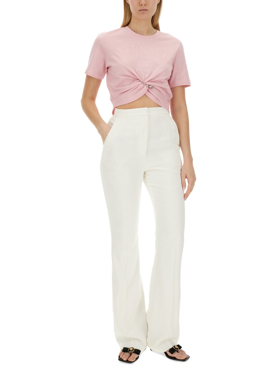 VERSACE T-SHIRT IN JERSEY DI COTONE CON STAMPA LOGO