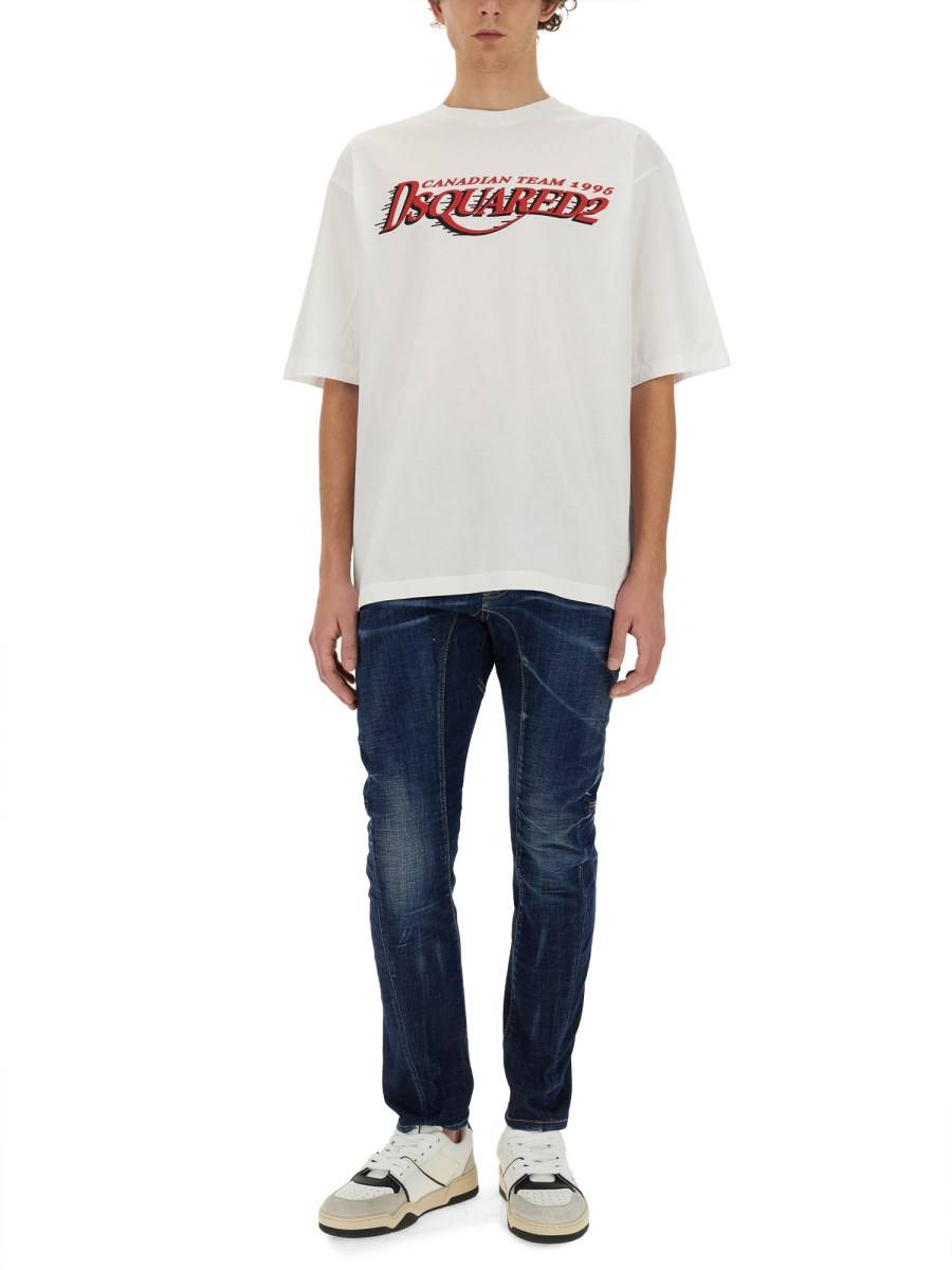 DSQUARED T-SHIRT IN JERSEY DI COTONE CON STAMPA LOGO