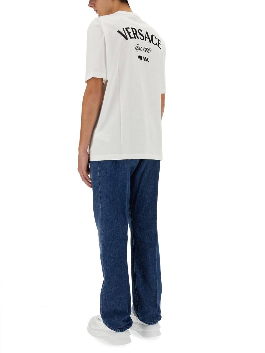 VERSACE T-SHIRT IN JERSEY DI COTONE CON STAMPA LOGO