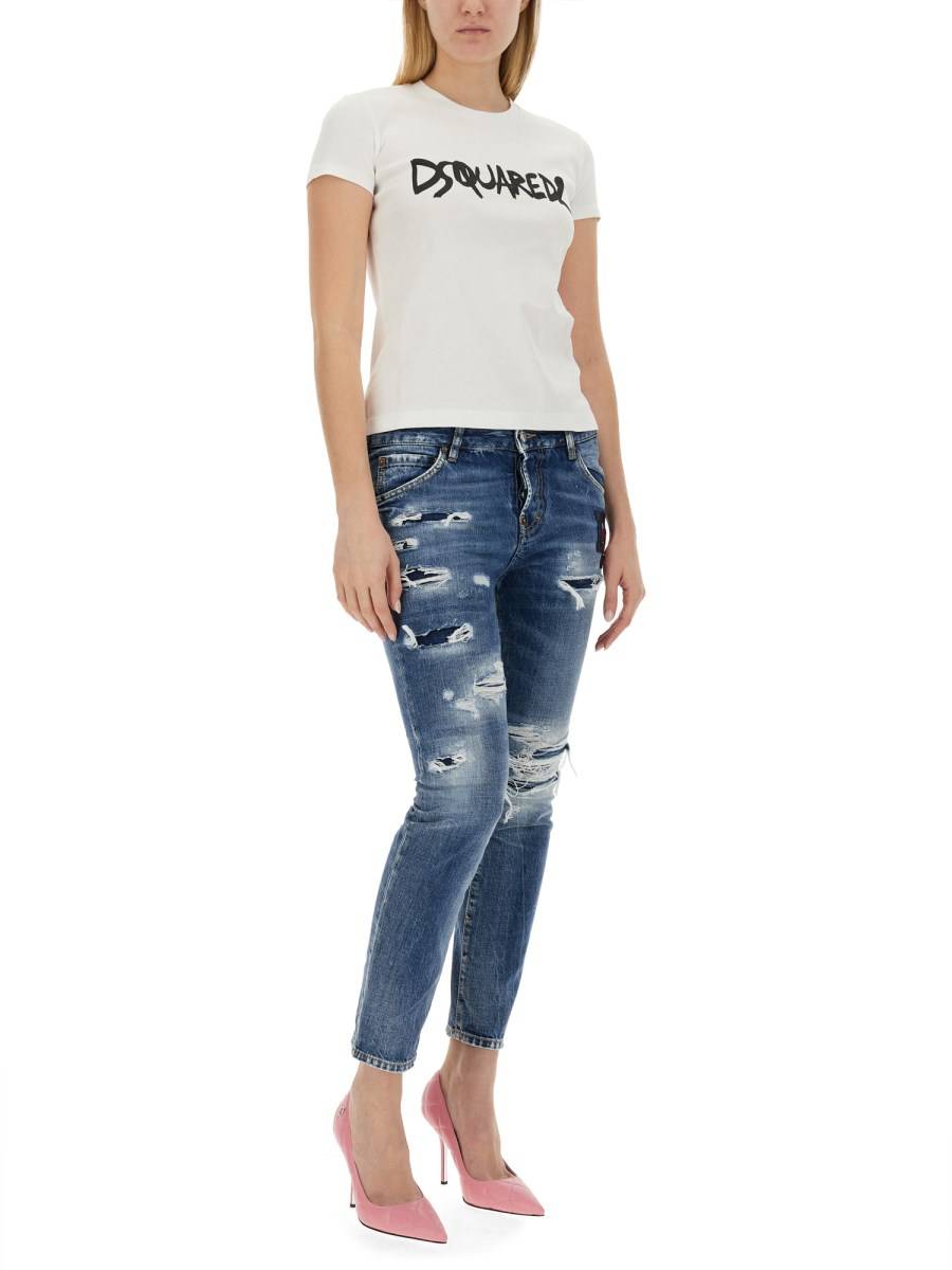 DSQUARED T-SHIRT IN JERSEY DI COTONE CON STAMPA LOGO