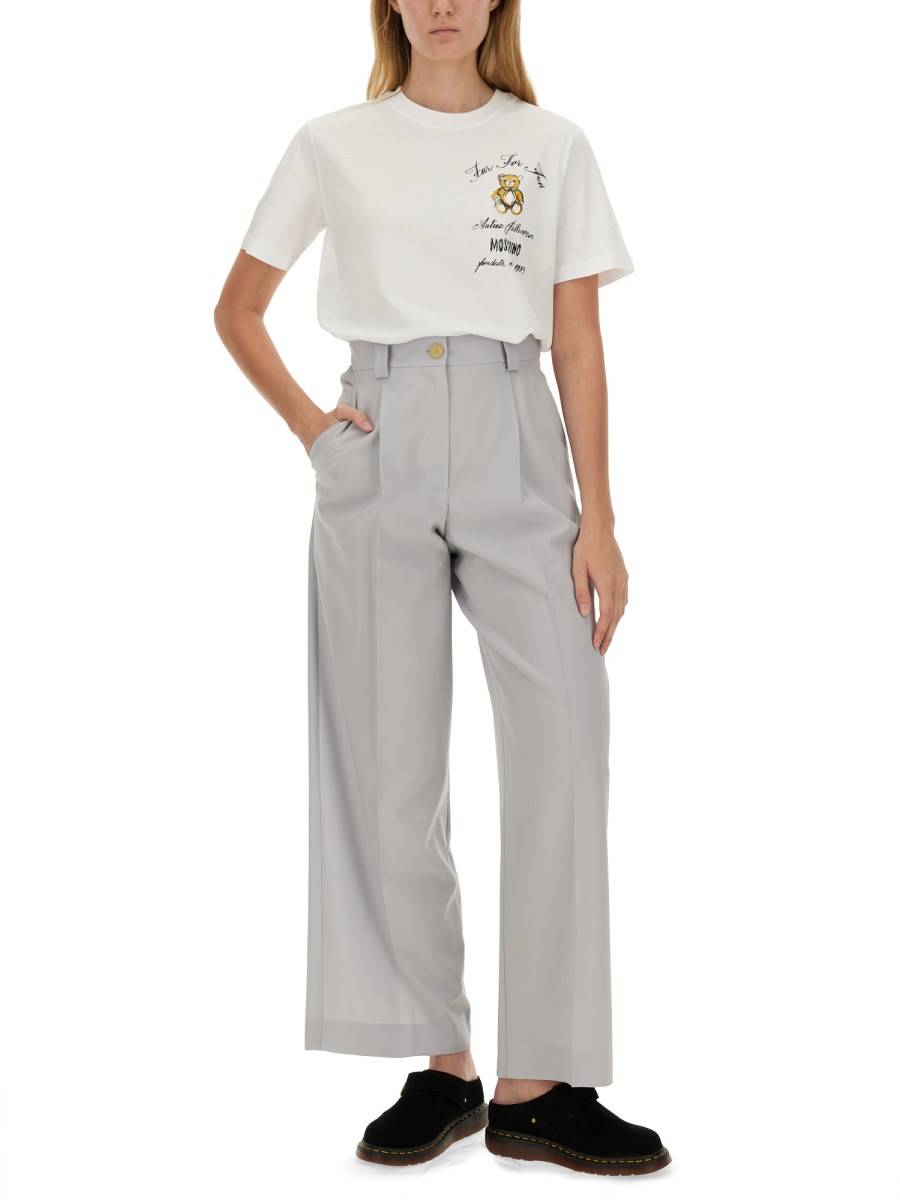 MOSCHINO T-SHIRT IN JERSEY DI COTONE CON STAMPA LOGO