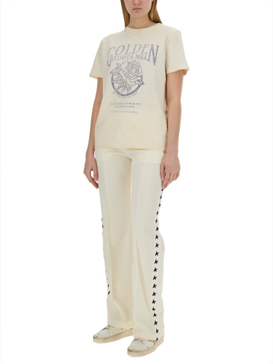 GOLDEN GOOSE T-SHIRT IN JERSEY DI COTONE CON STAMPA LOGO