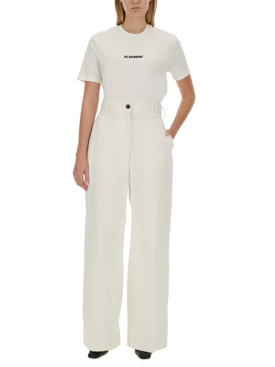JIL SANDER T-SHIRT IN JERSEY DI COTONE CON STAMPA LOGO