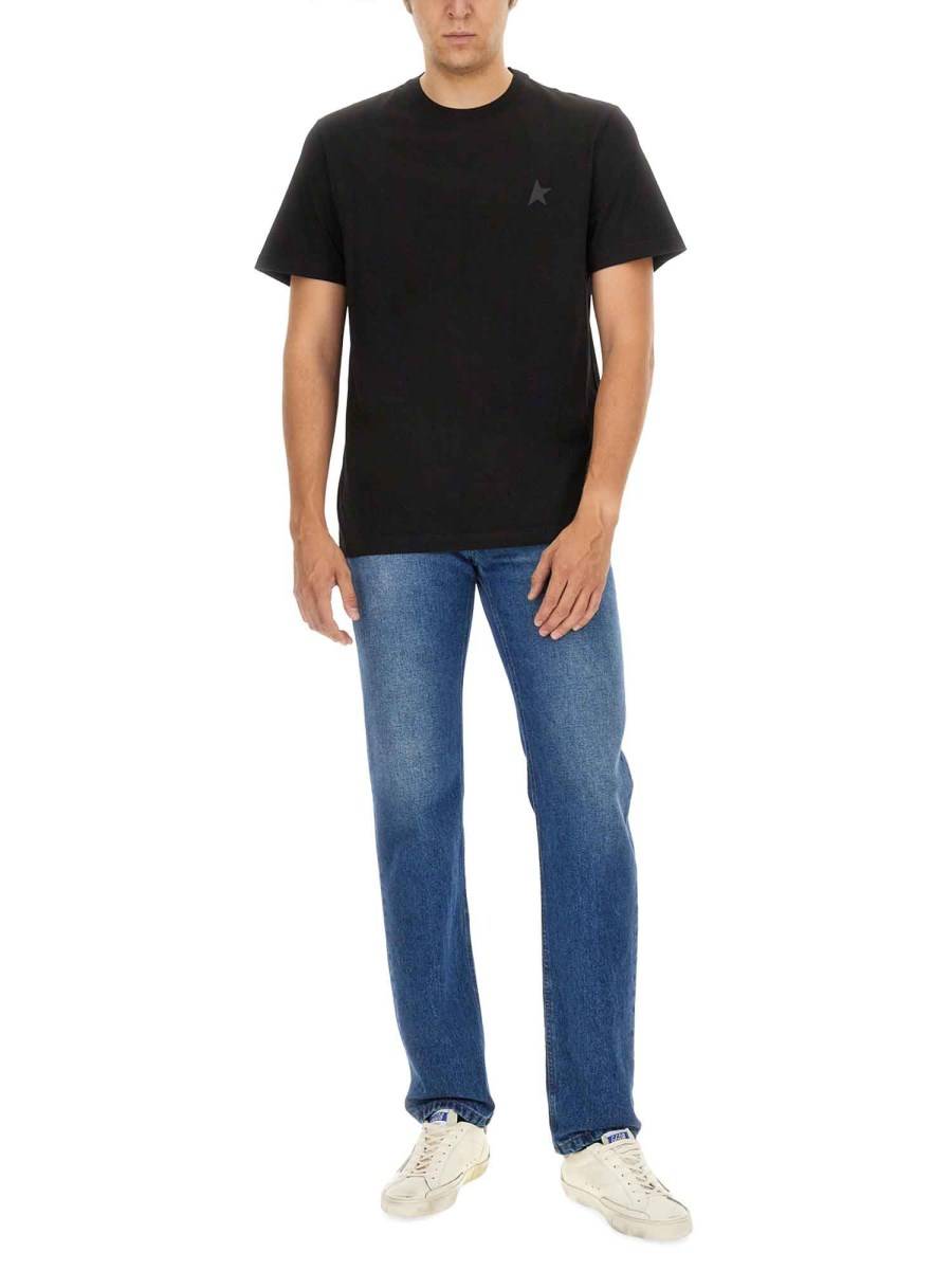 GOLDEN GOOSE T-SHIRT IN JERSEY DI COTONE CON STAMPA LOGO