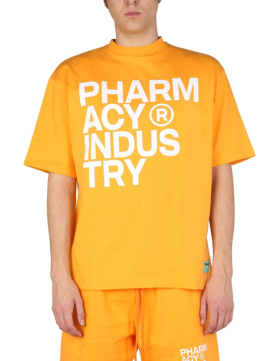 PHARMACY INDUSTRY T-SHIRT IN JERSEY DI COTONE CON STAMPA LOGO