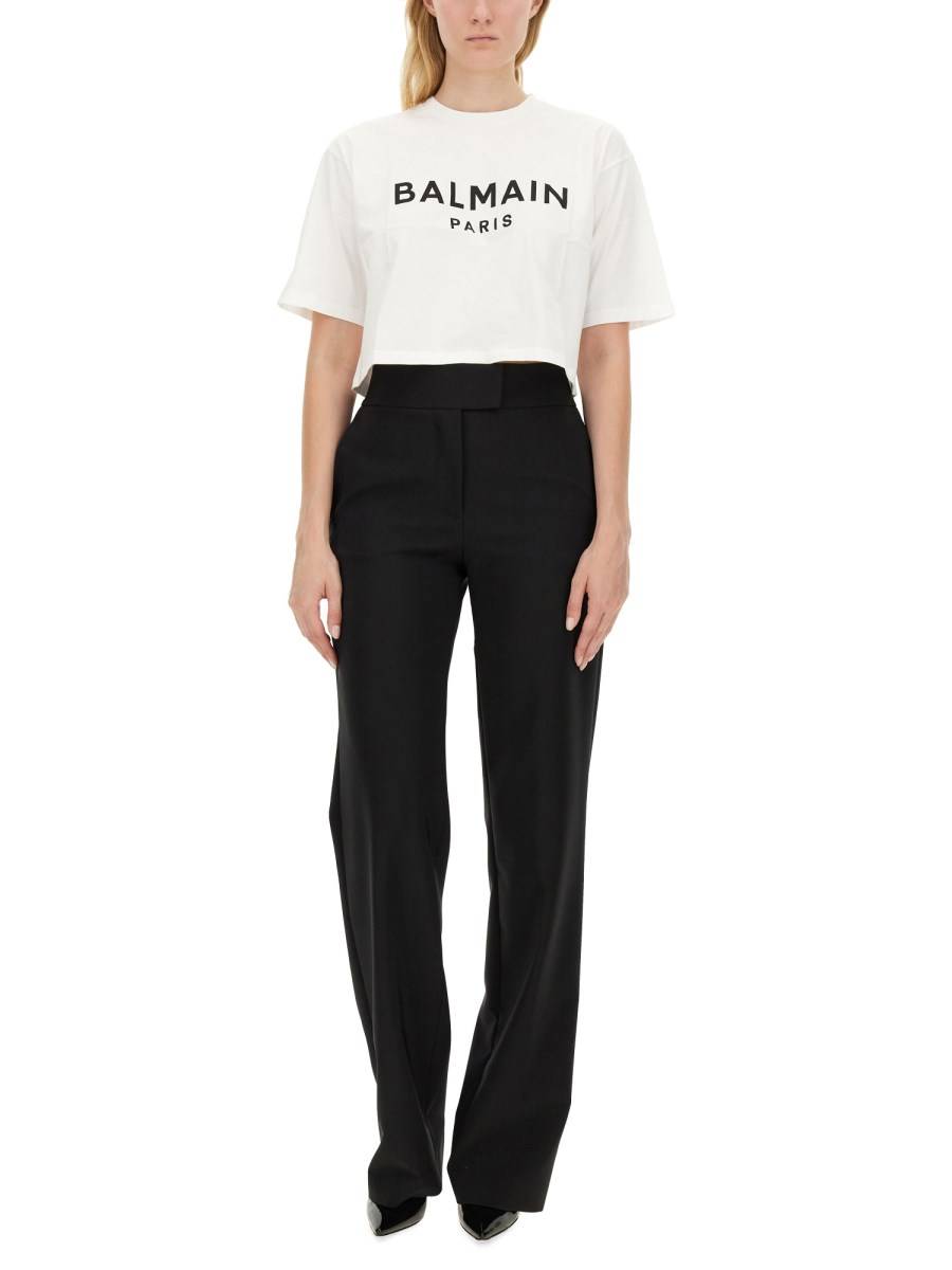 BALMAIN T-SHIRT IN JERSEY DI COTONE CON STAMPA LOGO
