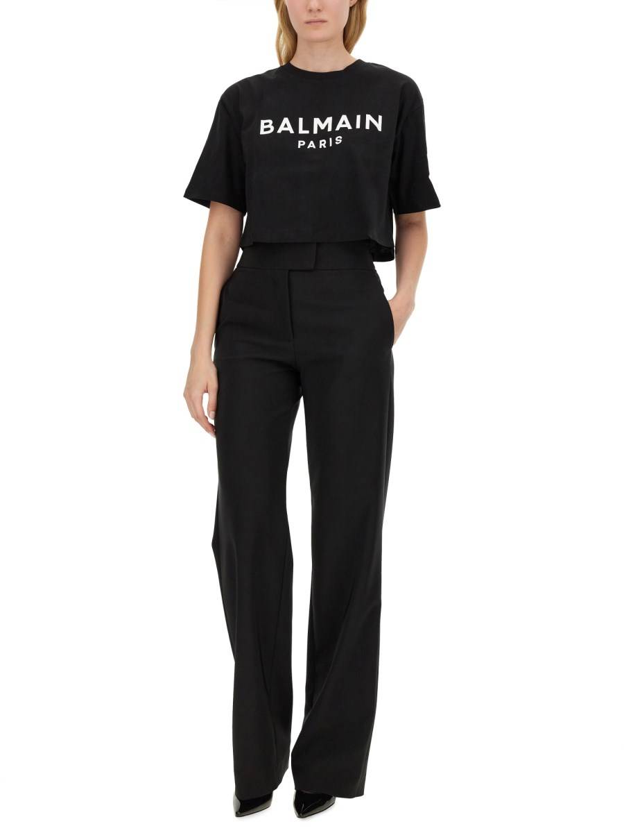 BALMAIN T-SHIRT IN JERSEY DI COTONE CON STAMPA LOGO