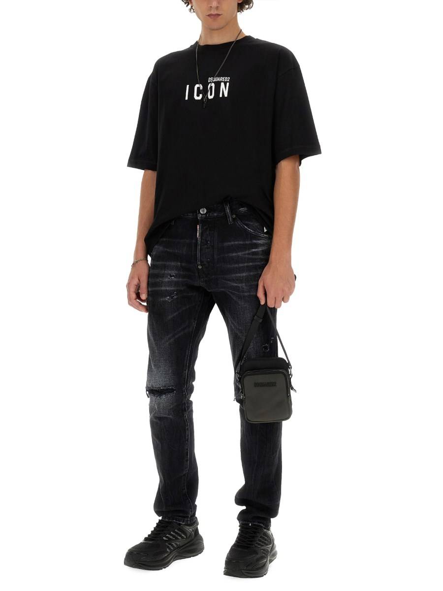 DSQUARED T-SHIRT IN JERSEY DI COTONE CON STAMPA LOGO