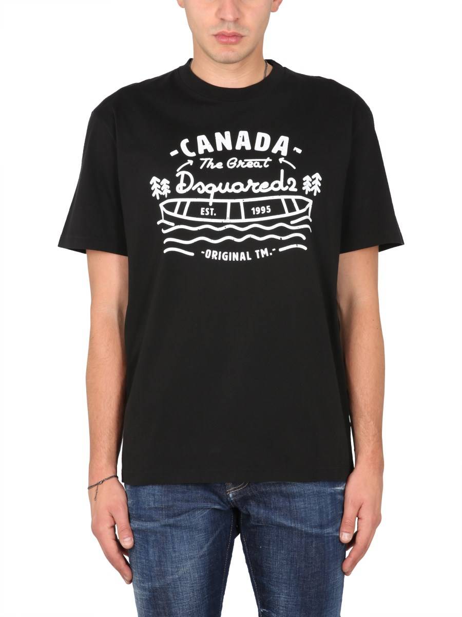 DSQUARED T-SHIRT IN JERSEY DI COTONE CON STAMPA LOGO