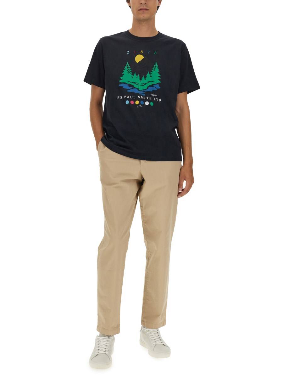 PS BY PAUL SMITH T-SHIRT IN JERSEY DI COTONE CON STAMPA LOGO