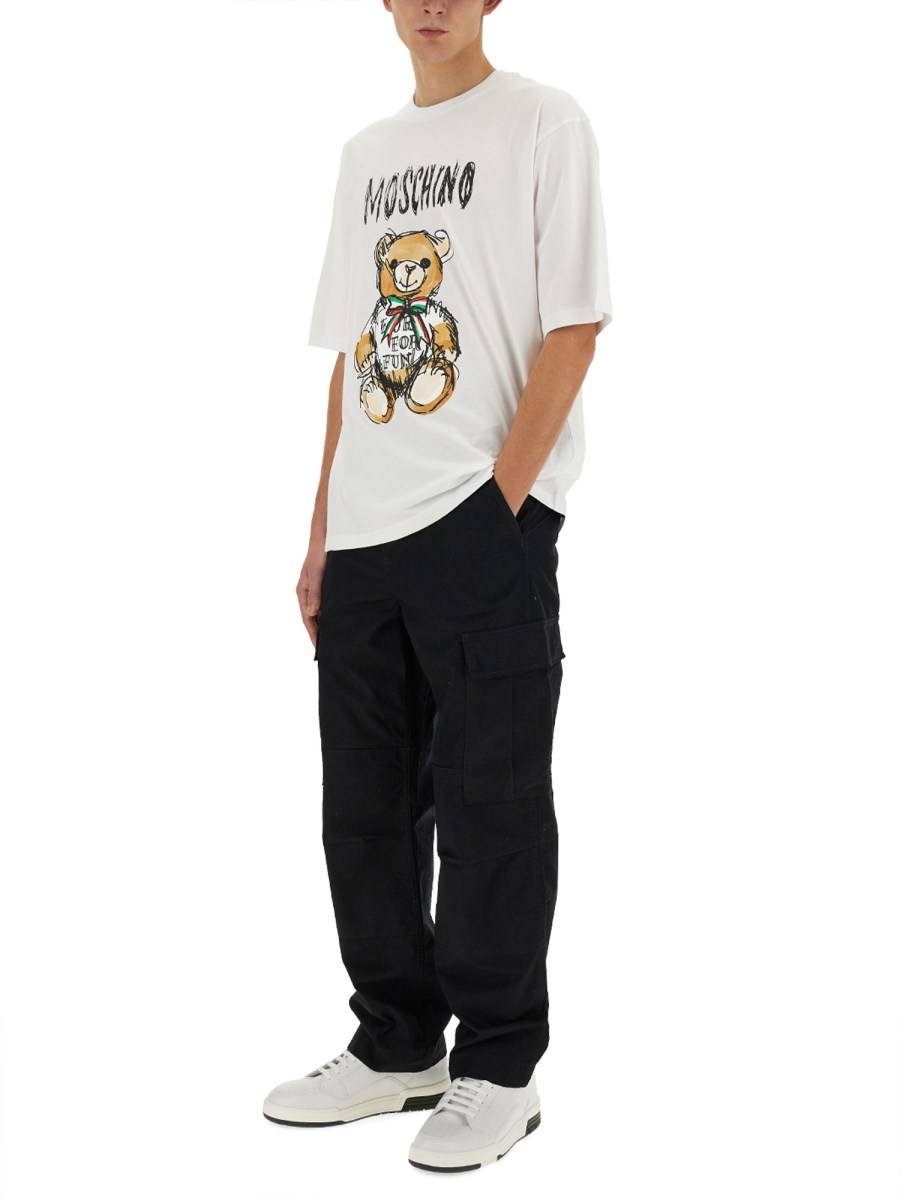 MOSCHINO T-SHIRT IN JERSEY DI COTONE CON STAMPA LOGO