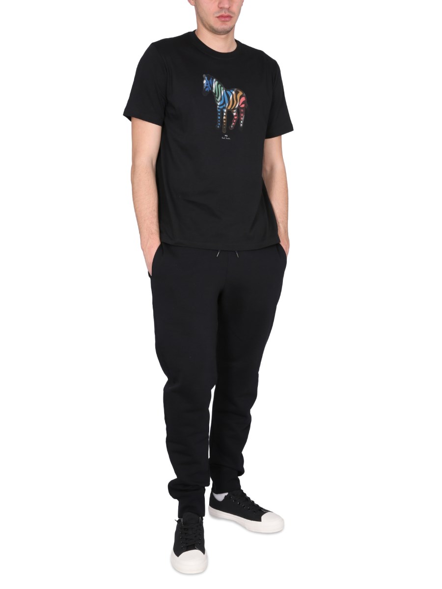 PS BY PAUL SMITH T-SHIRT IN JERSEY DI COTONE CON STAMPA LOGO "ZEBRA"