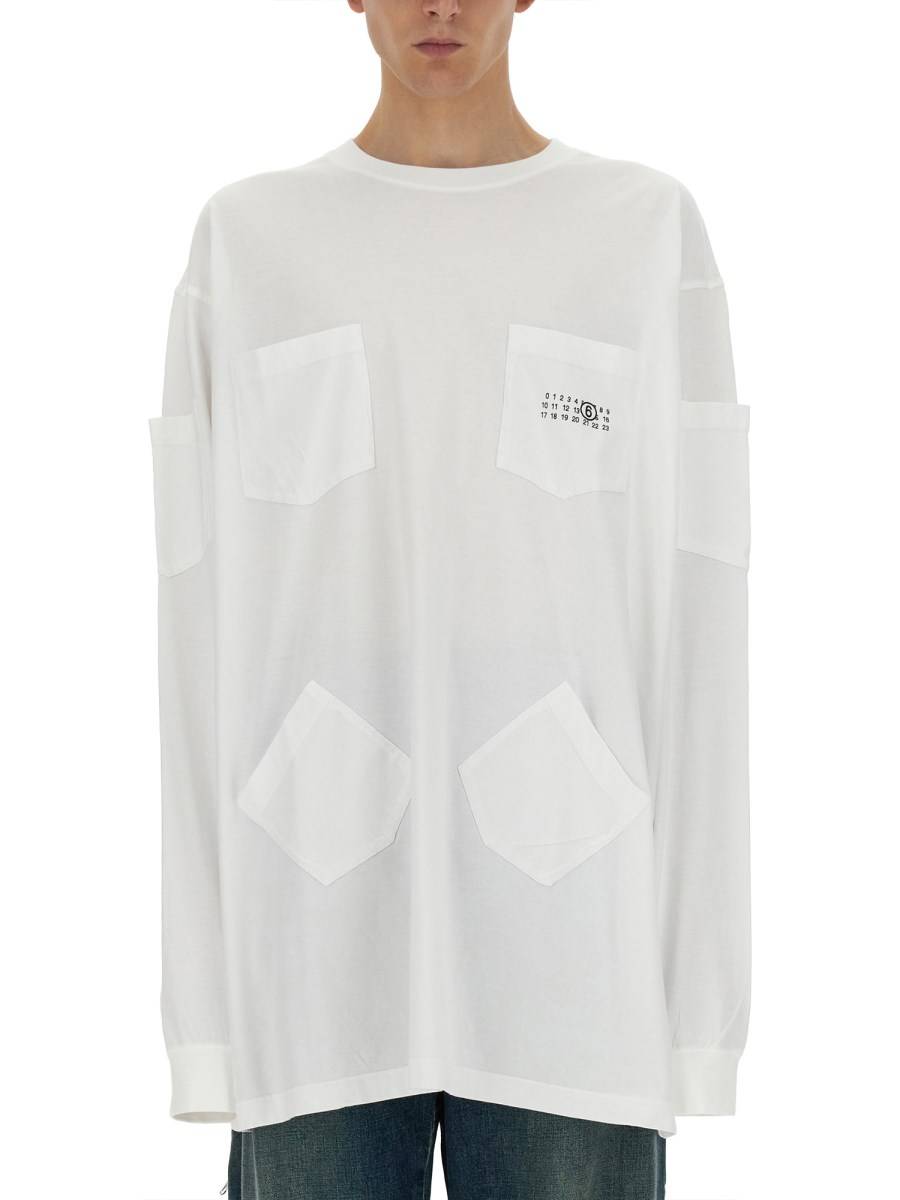 MM6 MAISON MARGIELA T-SHIRT IN JERSEY DI COTONE CON STAMPA LOGO