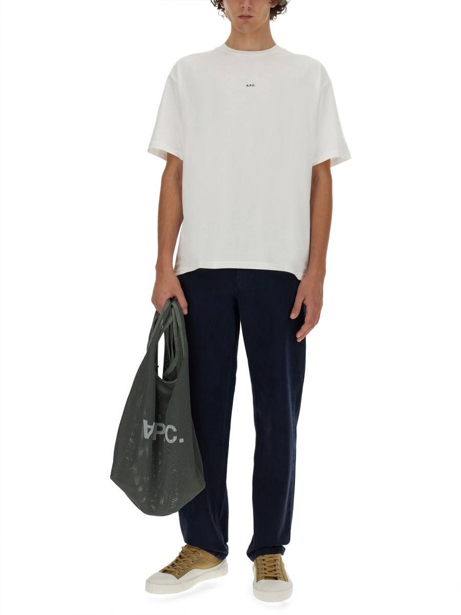 A.P.C. T-SHIRT IN JERSEY DI COTONE CON STAMPA MICRO LOGO