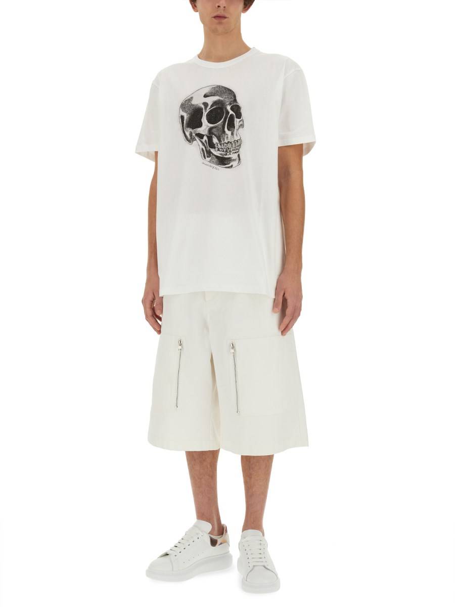 ALEXANDER McQUEEN T-SHIRT IN JERSEY DI COTONE CON STAMPA SKULL