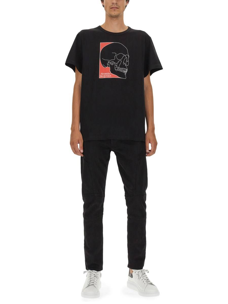 ALEXANDER McQUEEN T-SHIRT IN JERSEY DI COTONE CON STAMPA SKULL