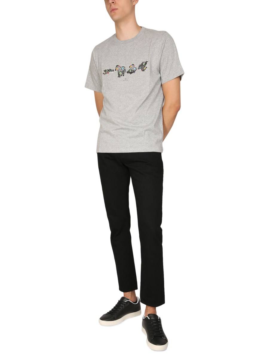 PS BY PAUL SMITH T-SHIRT IN JERSEY DI COTONE CON STAMPA" ZEBRA"