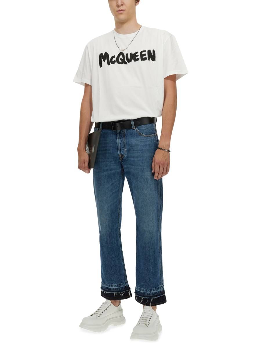 ALEXANDER McQUEEN T-SHIRT IN JERSEY DI COTONE ORGANICO CON STAMPA GRAFFITI