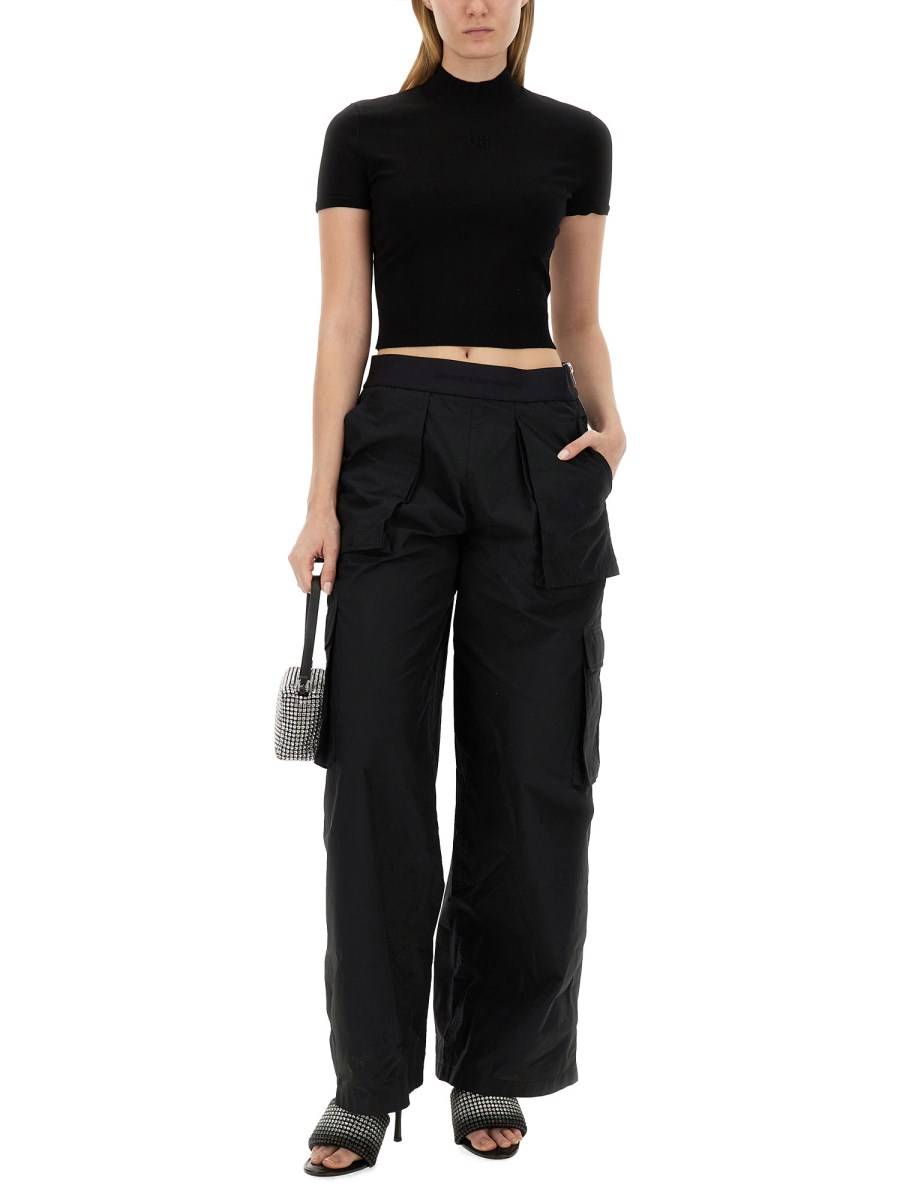 ALEXANDERWANG.T T-SHIRT IN MAGLIA DI VISCOSA CON LOGO