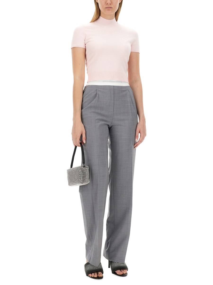 ALEXANDERWANG.T T-SHIRT IN MAGLIA DI VISCOSA CON LOGO