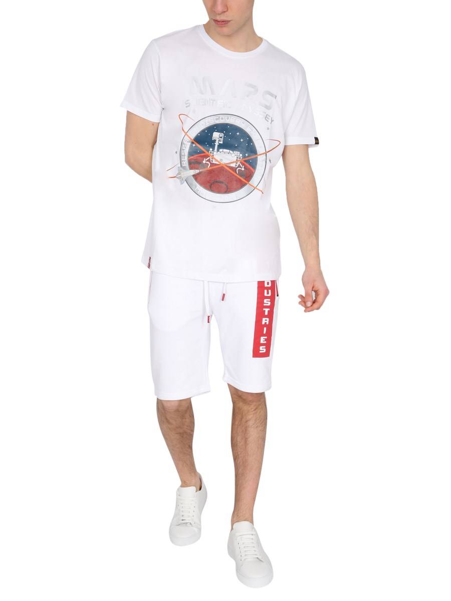 ALPHA INDUSTRIES T-SHIRT MISSION TO MARS IN JERSEY DI COTONE CON STAMPA
