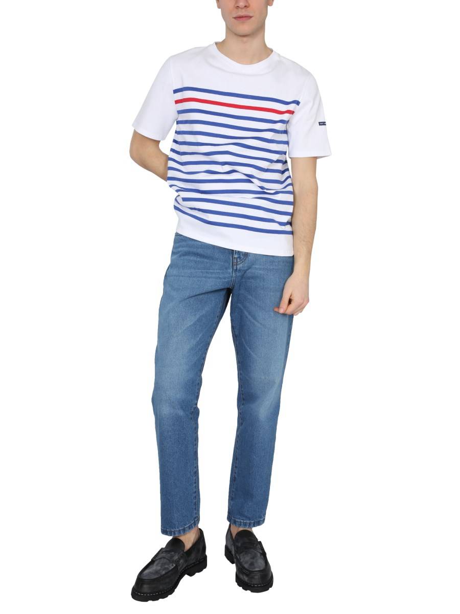 SAINT JAMES T-SHIRT "NAVAL RAY RGE MC" CON MOTIVO A RIGHE MULTICOLOR
