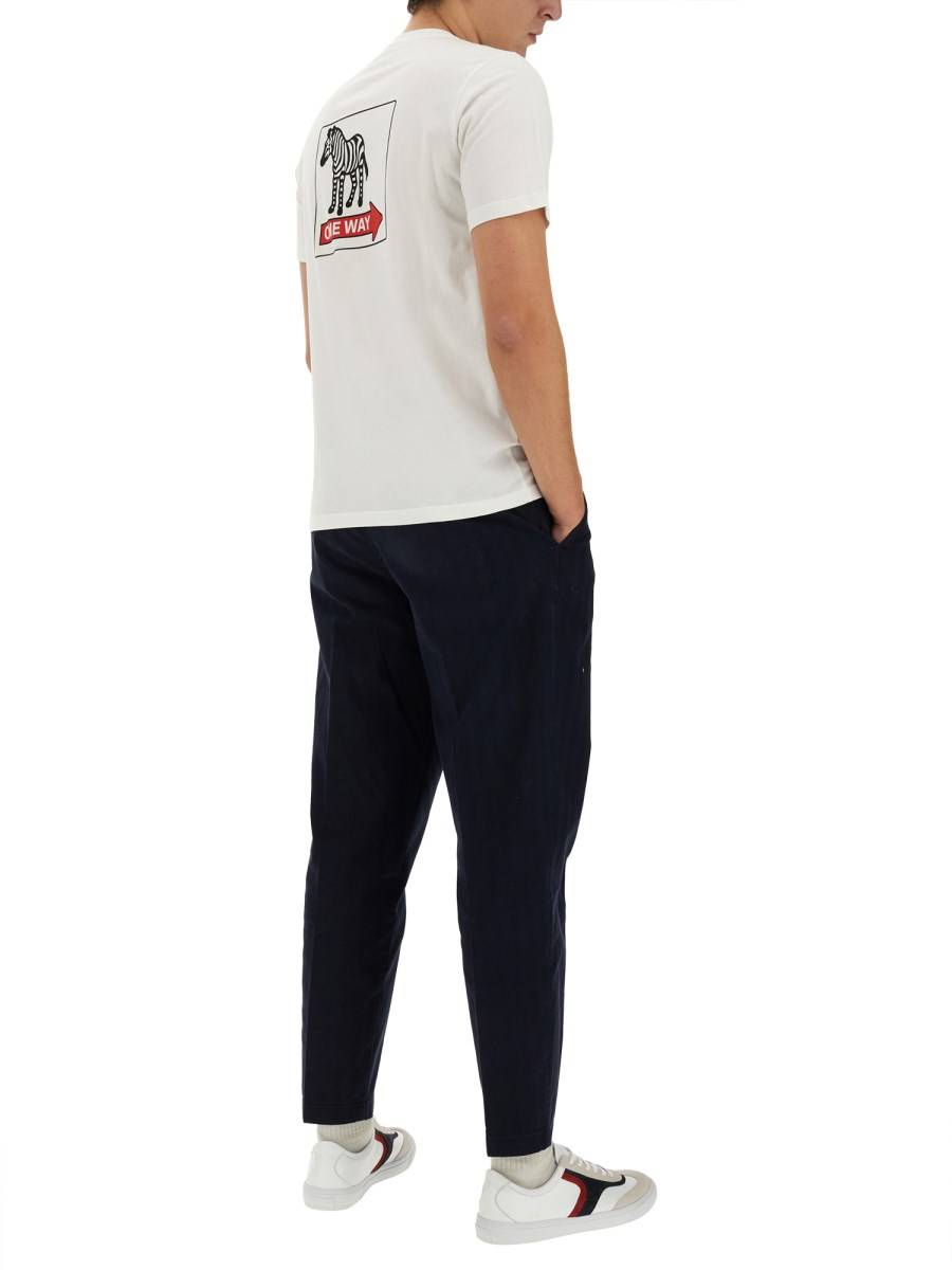 PS BY PAUL SMITH T-SHIRT "ONE WAY ZEBRA" IN JERSEY DI COTONE