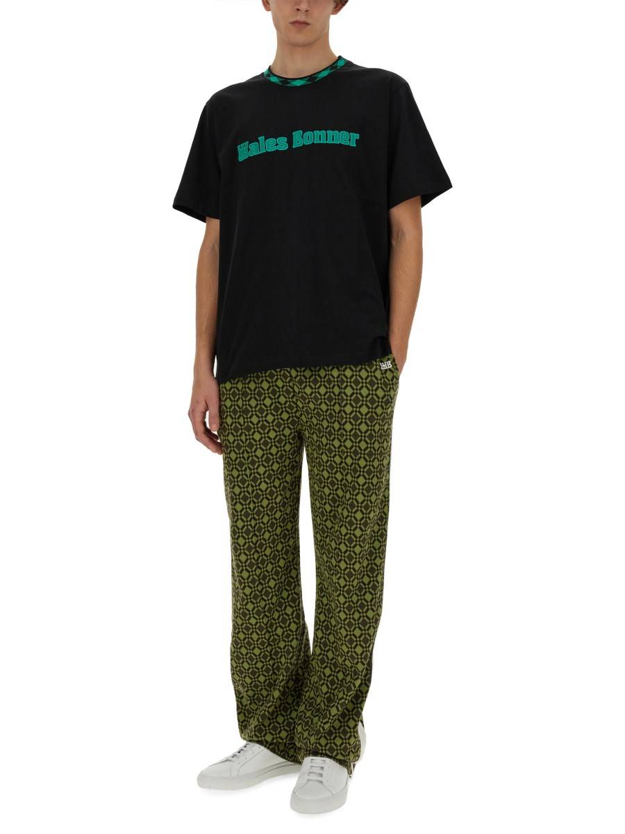 WALES BONNER T-SHIRT ORIGINAL IN COTONE CON LOGO E COLLO JACQUARD