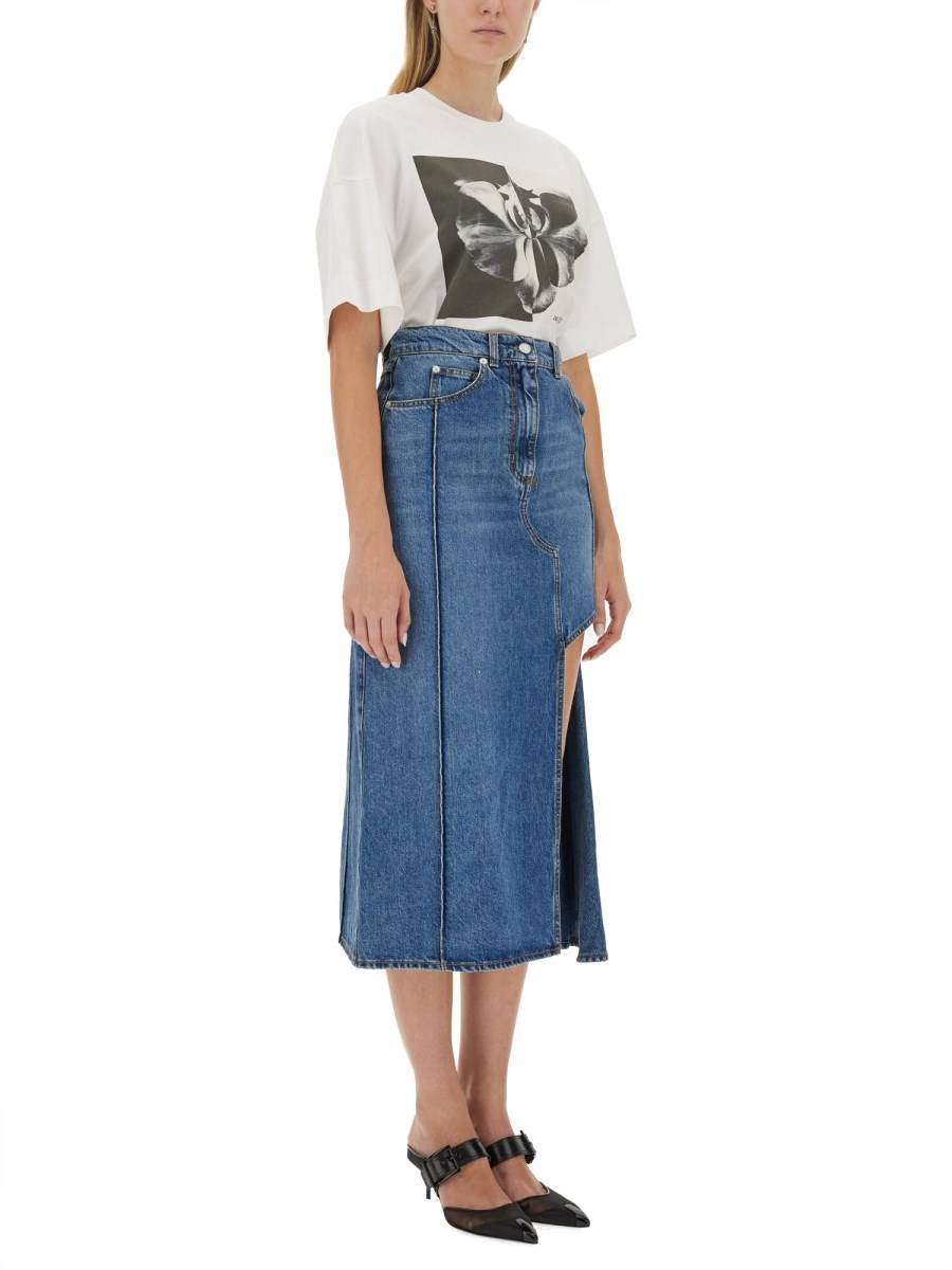 ALEXANDER McQUEEN T-SHIRT PHOTOGRAPHIC ORCHID IN COTONE