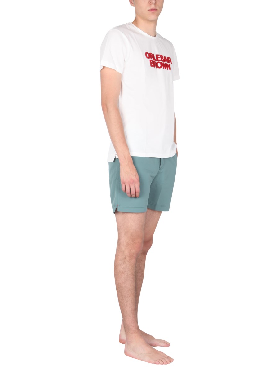 ORLEBAR BROWN T-SHIRT SAMMY OB TOWELLING CON LOGO IN SPUGNA