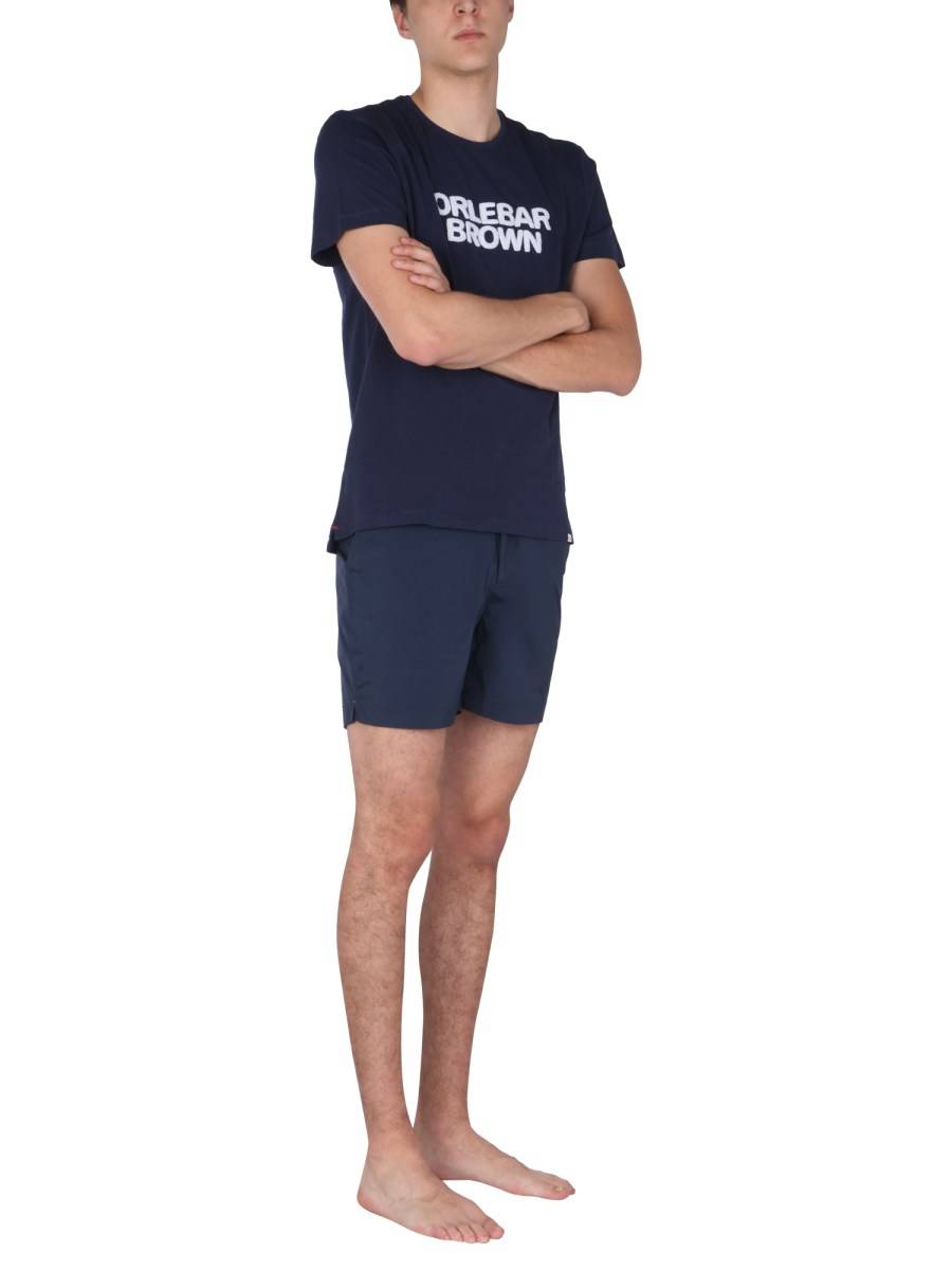 ORLEBAR BROWN T-SHIRT SAMMY OB TOWELLING IN JERSEY DI COTONE CON LOGO IN SPUGNA