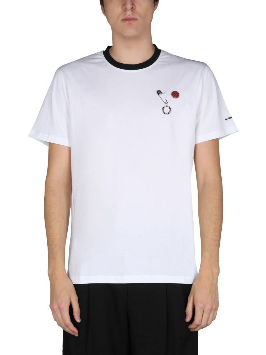 FRED PERRY X RAF SIMONS T-SHIRT SLIM FIT IN JERSEY DI COTONE CON LOGO