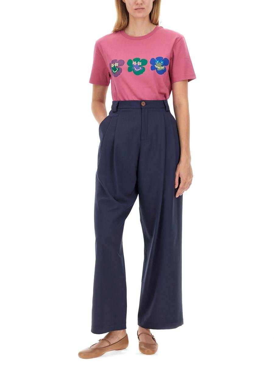 PS BY PAUL SMITH T-SHIRT TRIO FLOWER IN JERSEY DI COTONE